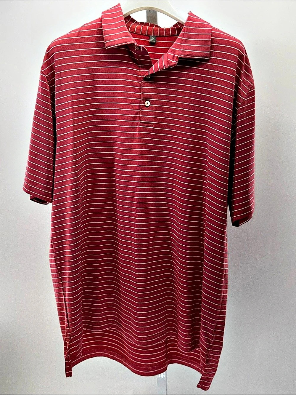 Collared Striped Polo Red & White XL